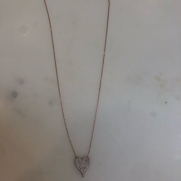 ROSE GOLD NECKLACE WITH 3/4โ inch CRYSTAL HEART - Picture 2 of 3